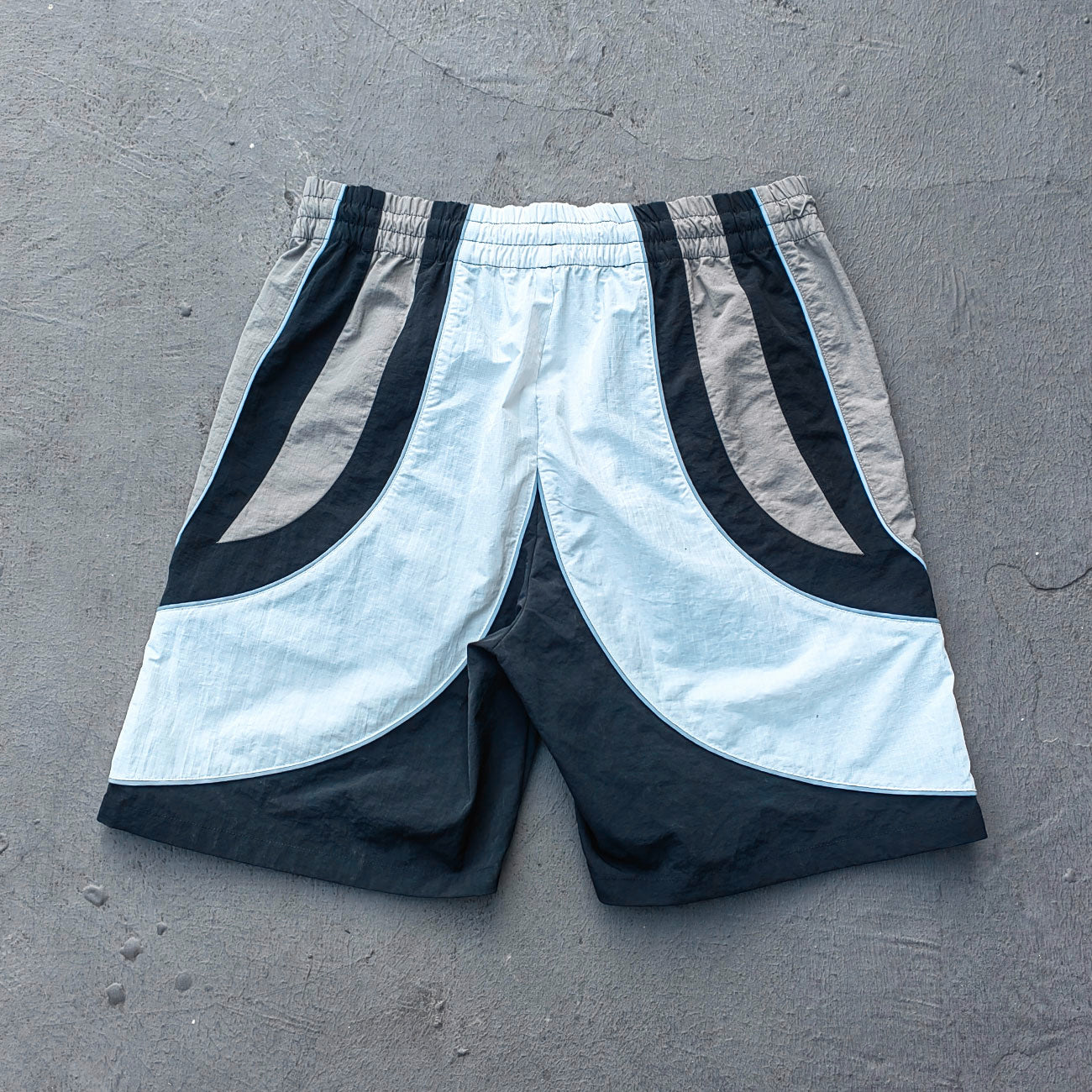 Color Block Track Suit Set - White Black Gray Hooded Windbreaker Jacket Shorts Y2K Streetwear