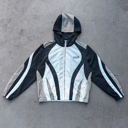 Color Block Track Suit Set - White Black Gray Hooded Windbreaker Jacket Shorts Y2K Streetwear