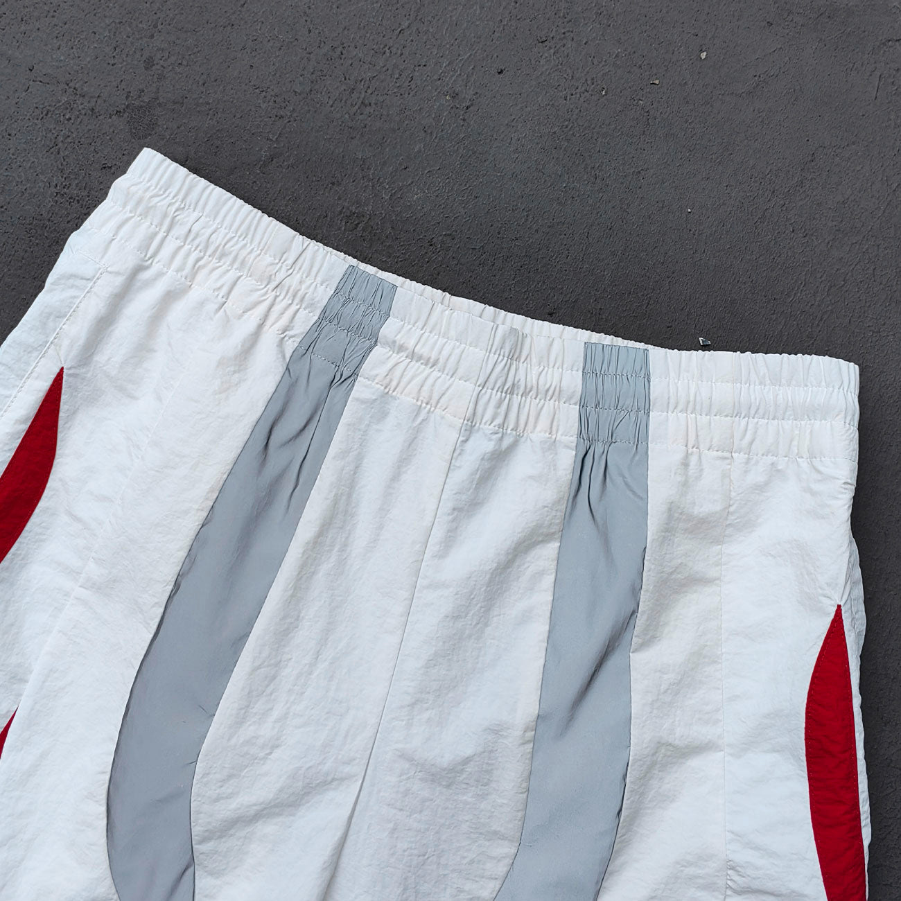 HDK Retro Track Suit - White Multi Color Panel Windbreaker Jacket & Shorts Y2K Oversized