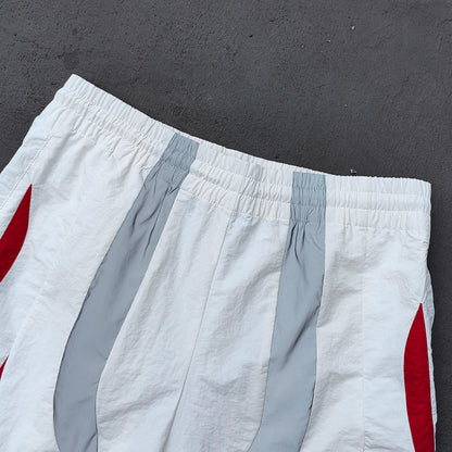 HDK Retro Track Suit - White Multi Color Panel Windbreaker Jacket & Shorts Y2K Oversized