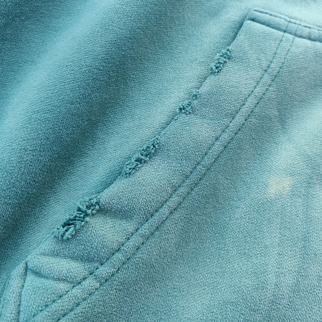 Reversible Zip Up Hoodie - Mint Green Waffle Knit Distressed Y2K Streetwear