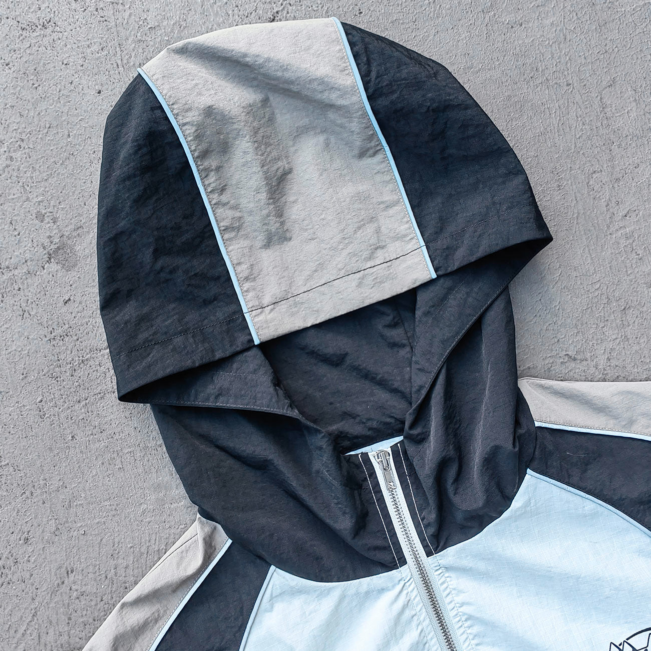 Color Block Track Suit Set - White Black Gray Hooded Windbreaker Jacket Shorts Y2K Streetwear