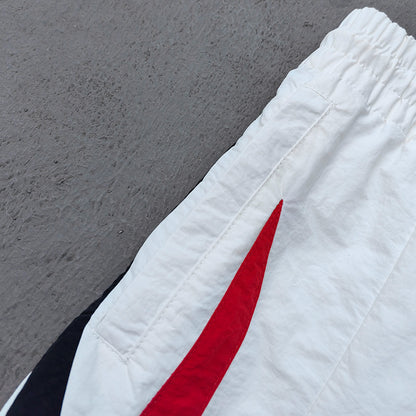 HDK Retro Track Suit - White Multi Color Panel Windbreaker Jacket & Shorts Y2K Oversized