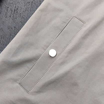 Utility Work Jacket - Khaki Olive Collared Full Zip Multi Pocket Snap Button Y2K Streetwear