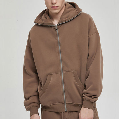 Huili Hersteller neuer maskierter dunkler 360g plus Fleece verdickter Anzug Reißverschluss Hoodie Männer