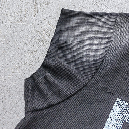 ENERGY HDK Sleeveless Tee - Black White Waffle Knit Cut Off Muscle Tee Distressed Ripped Y2K Streetwear