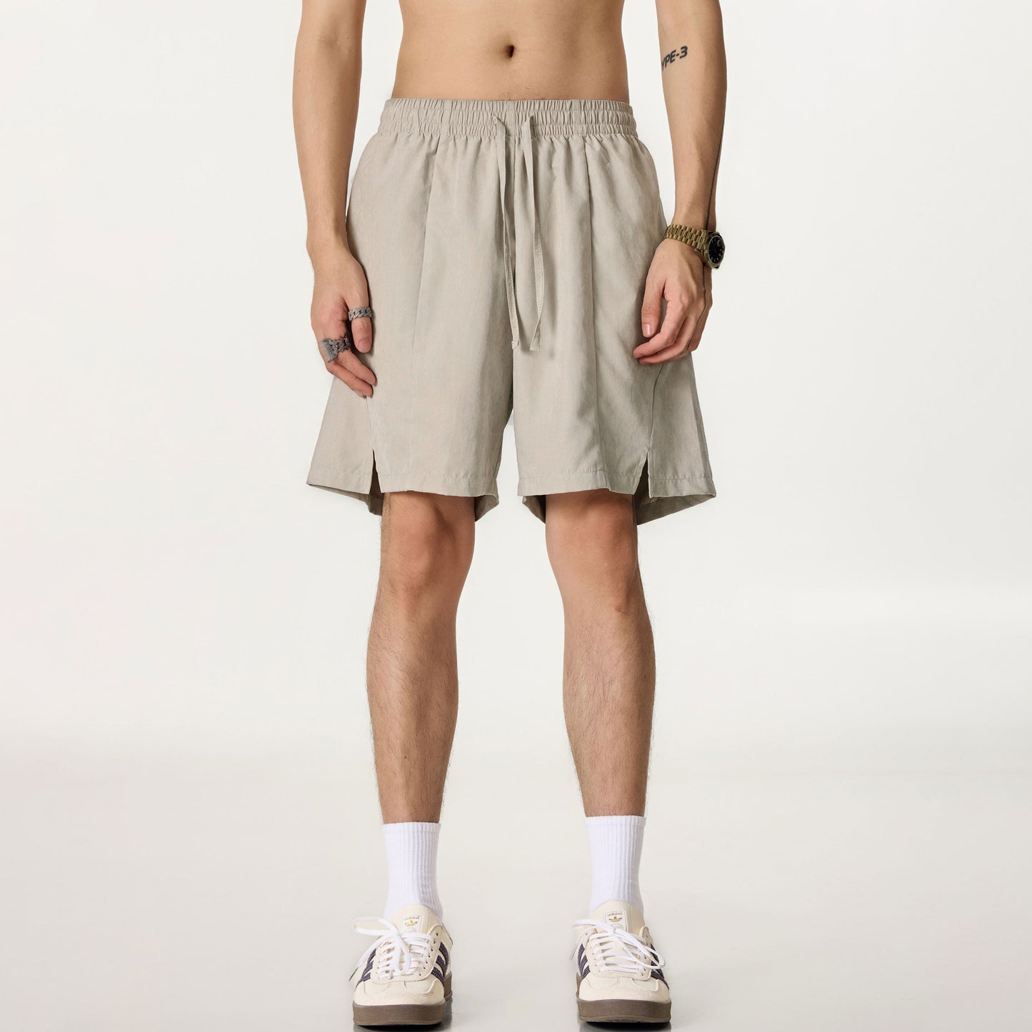 Spliced double waist wide-leg pants sports sweatpants men