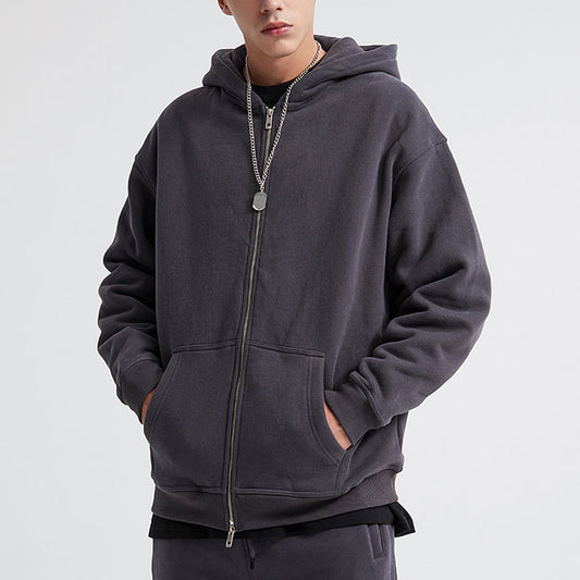 Huili new 360GSM double head zipper men's hoodie fashion cashmere men's hoodie