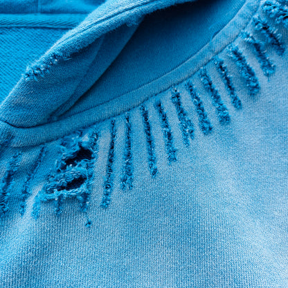 Flame Print Zip Up Hoodie - Distressed Ripped Acid Wash Y2K Streetwear