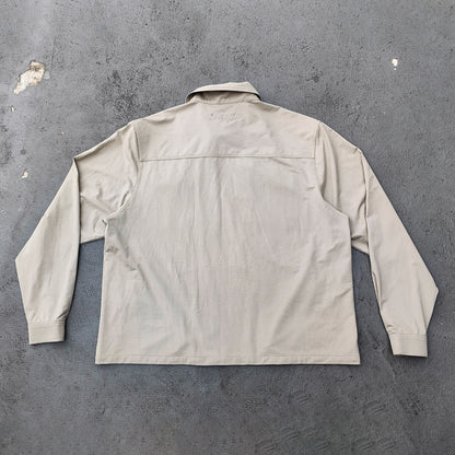 Utility Work Jacket - Khaki Olive Collared Full Zip Multi Pocket Snap Button Y2K Streetwear