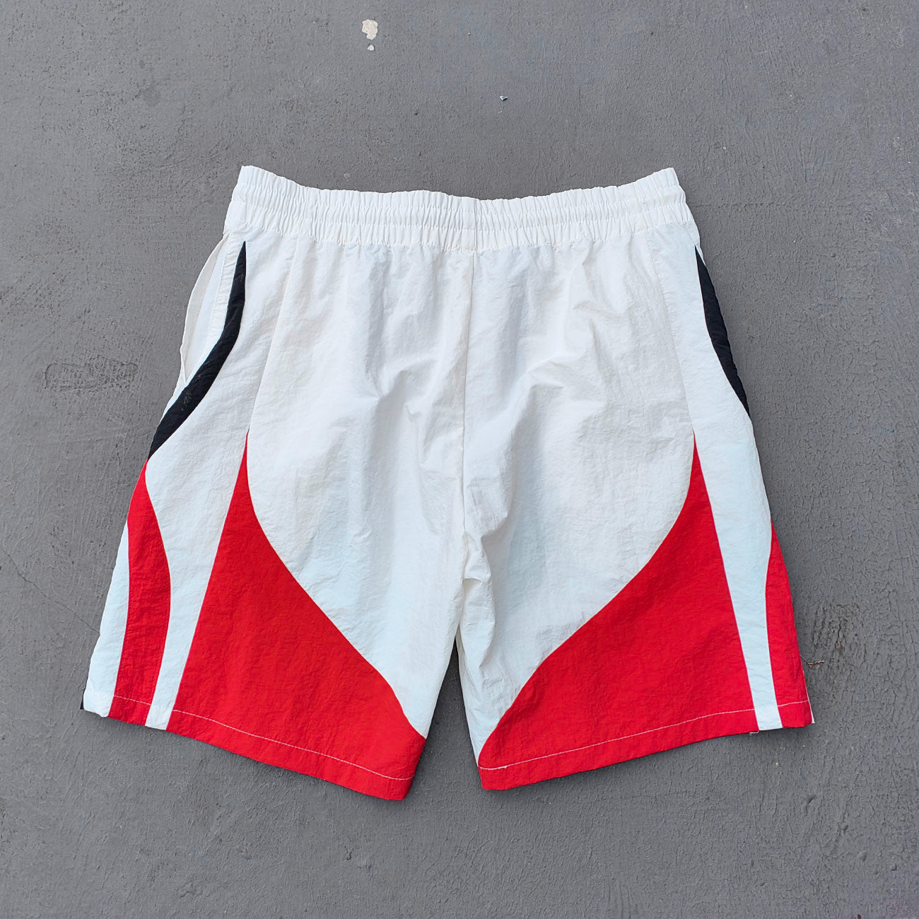 HDK Retro Track Suit - White Multi Color Panel Windbreaker Jacket & Shorts Y2K Oversized