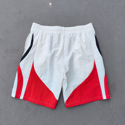 HDK Retro Track Suit - White Multi Color Panel Windbreaker Jacket & Shorts Y2K Oversized