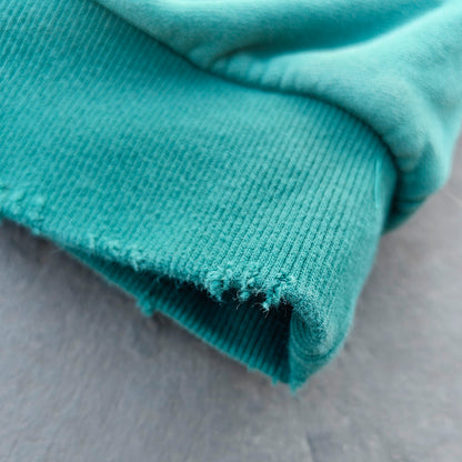 Reversible Zip Up Hoodie - Mint Green Waffle Knit Distressed Y2K Streetwear