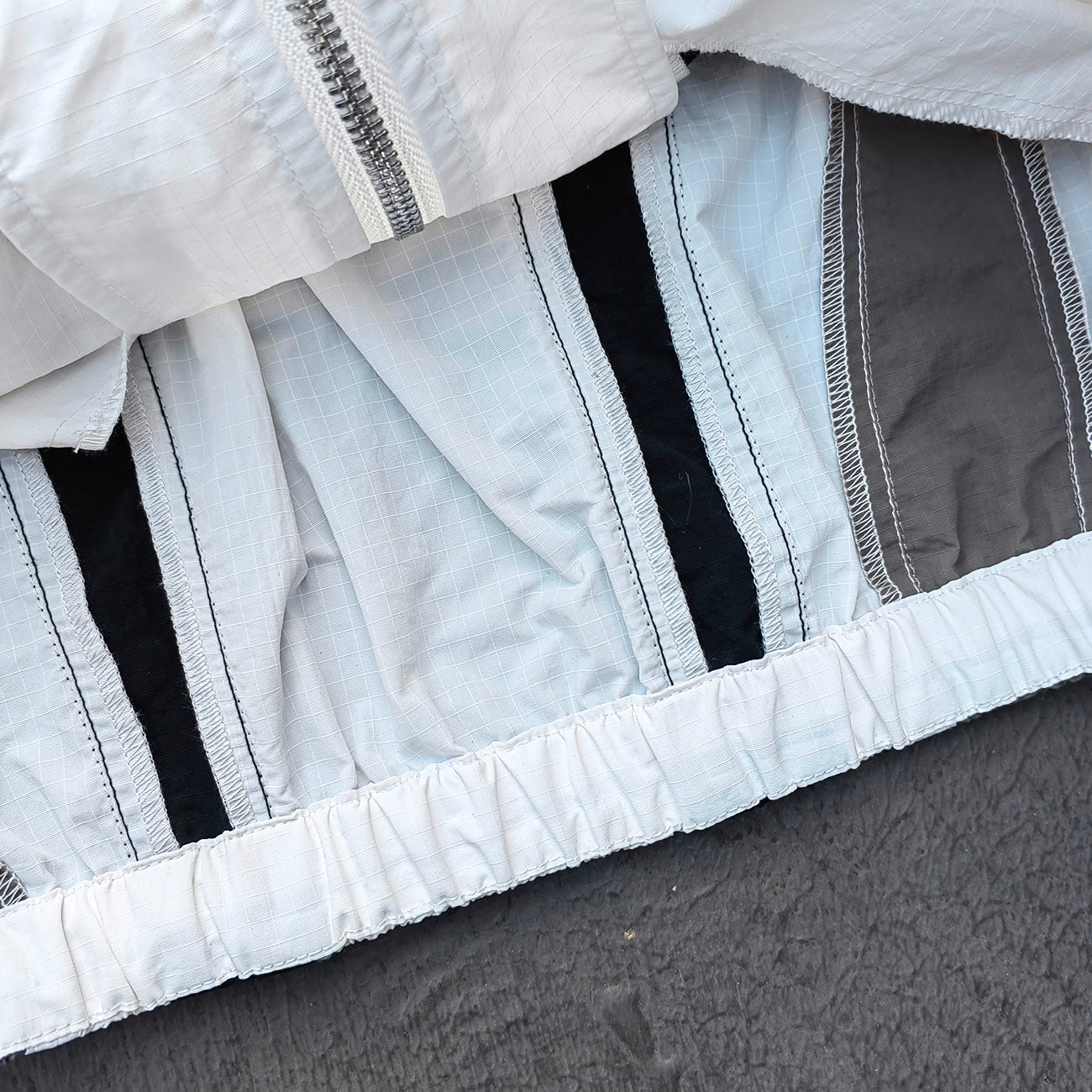 Color Block Track Suit Set - White Black Gray Hooded Windbreaker Jacket Shorts Y2K Streetwear