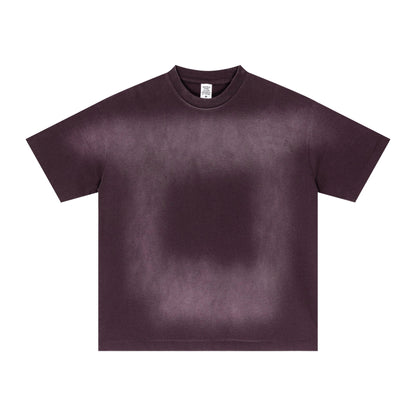 Hot sale sprayed monkey wash short-sleeved shirt for men pure cotton and old men's T-shirt
