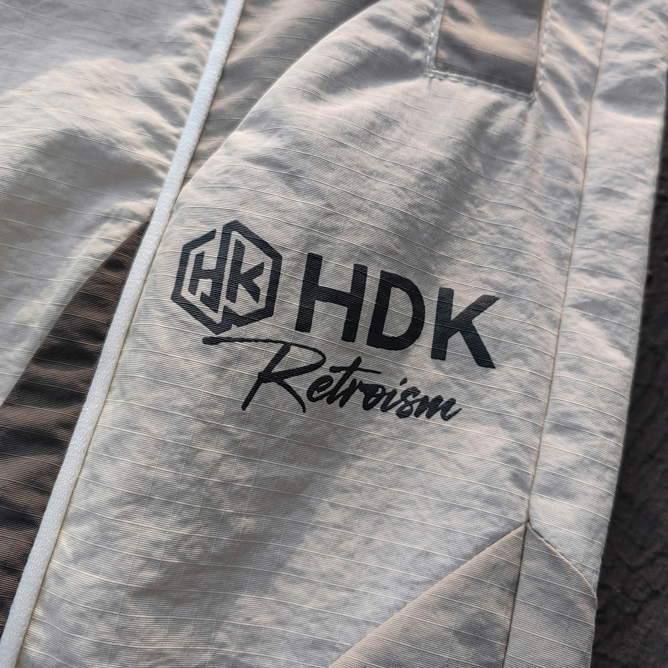 White Gray Color Block Tracksuit - Y2K Curved Piping Windbreaker Matching Set