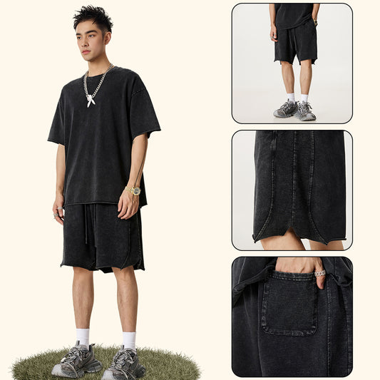 Ins high street batik washing old men's oversized shorts