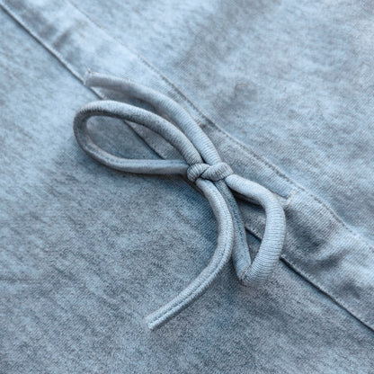 Holy Glory Sweatpants - Light Gray Acid Wash Gothic Font Print Drawstring Hem Wide Leg Y2K Streetwear