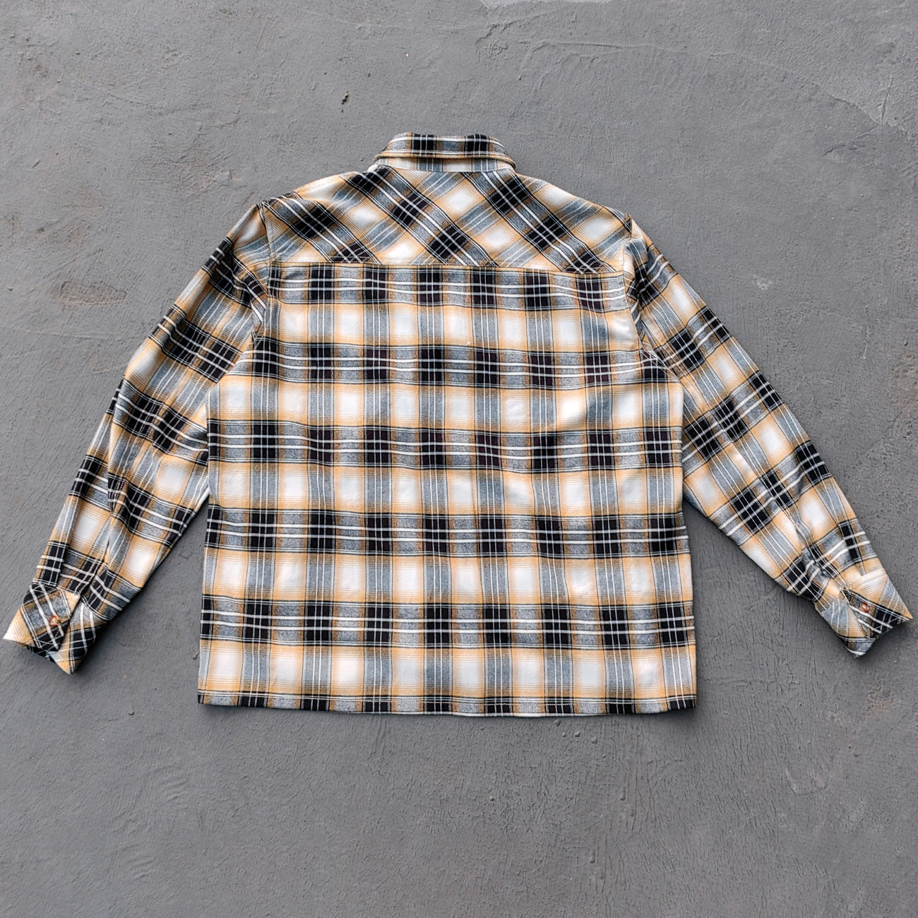 Gothic Embroidered Plaid Shirt - Yellow Black Rhinestone Y2K Button Up Streetwear