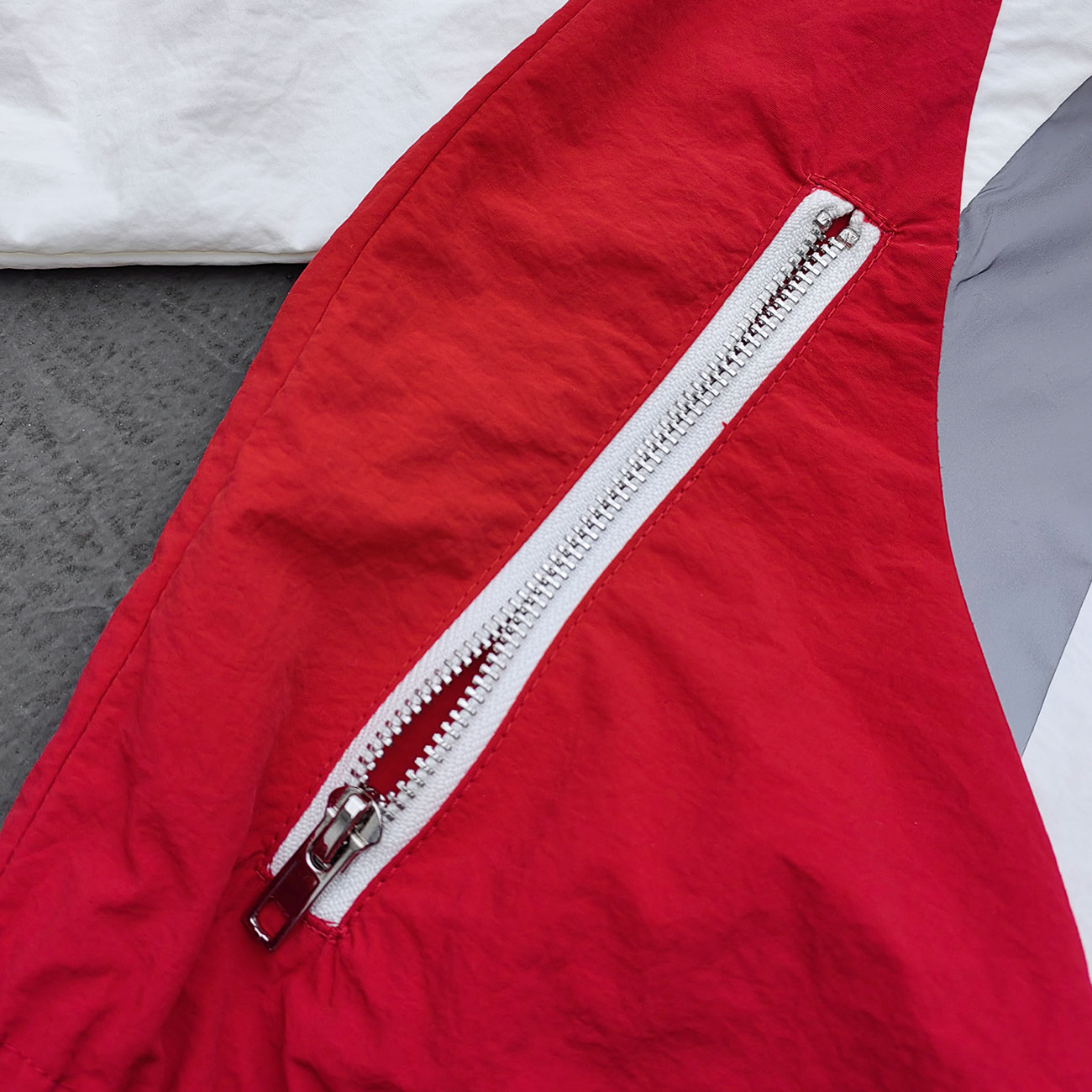 HDK Retro Track Suit - White Multi Color Panel Windbreaker Jacket & Shorts Y2K Oversized
