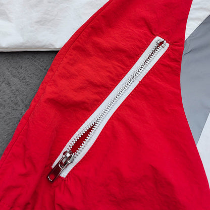 HDK Retro Track Suit - White Multi Color Panel Windbreaker Jacket & Shorts Y2K Oversized