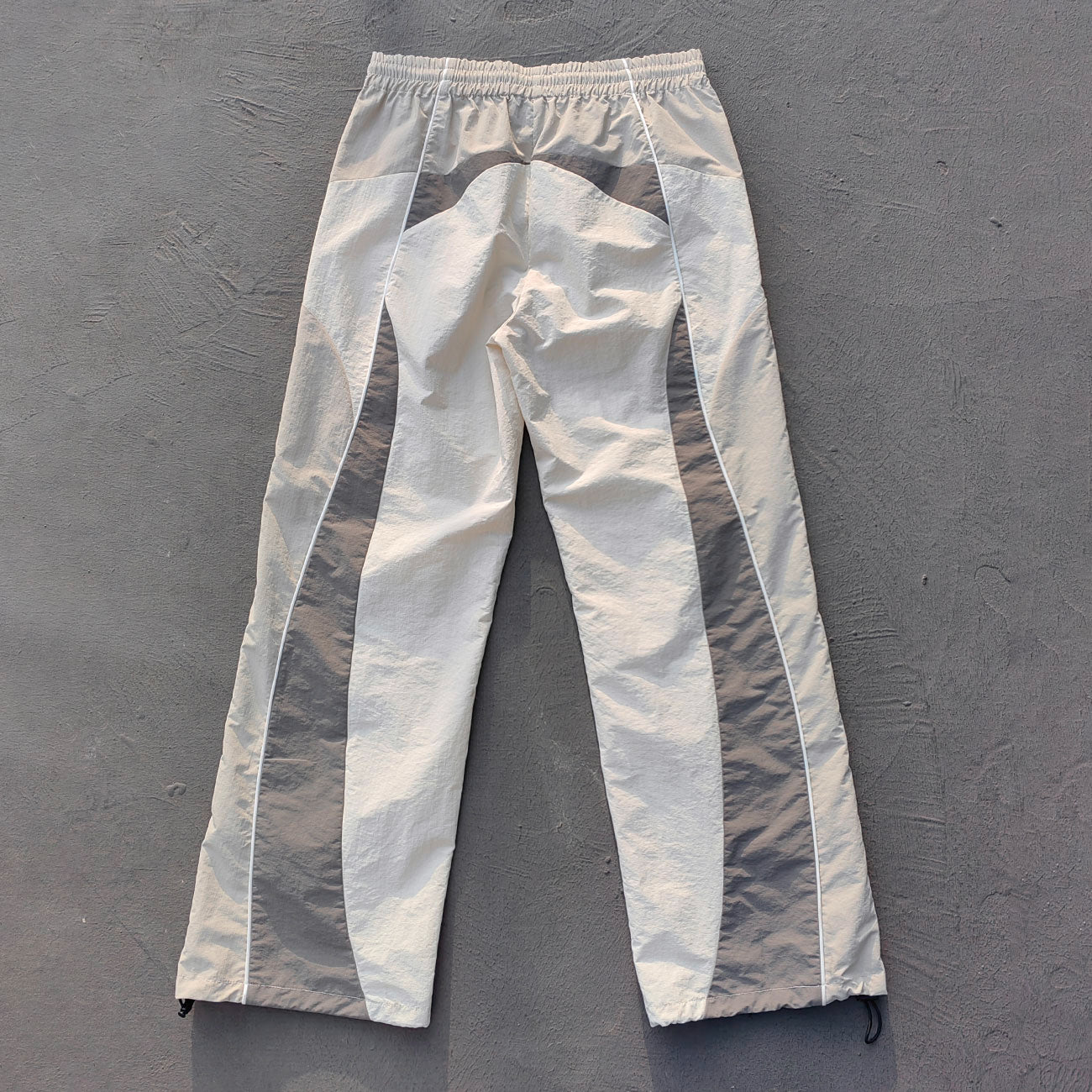 White Gray Color Block Tracksuit - Y2K Curved Piping Windbreaker Matching Set