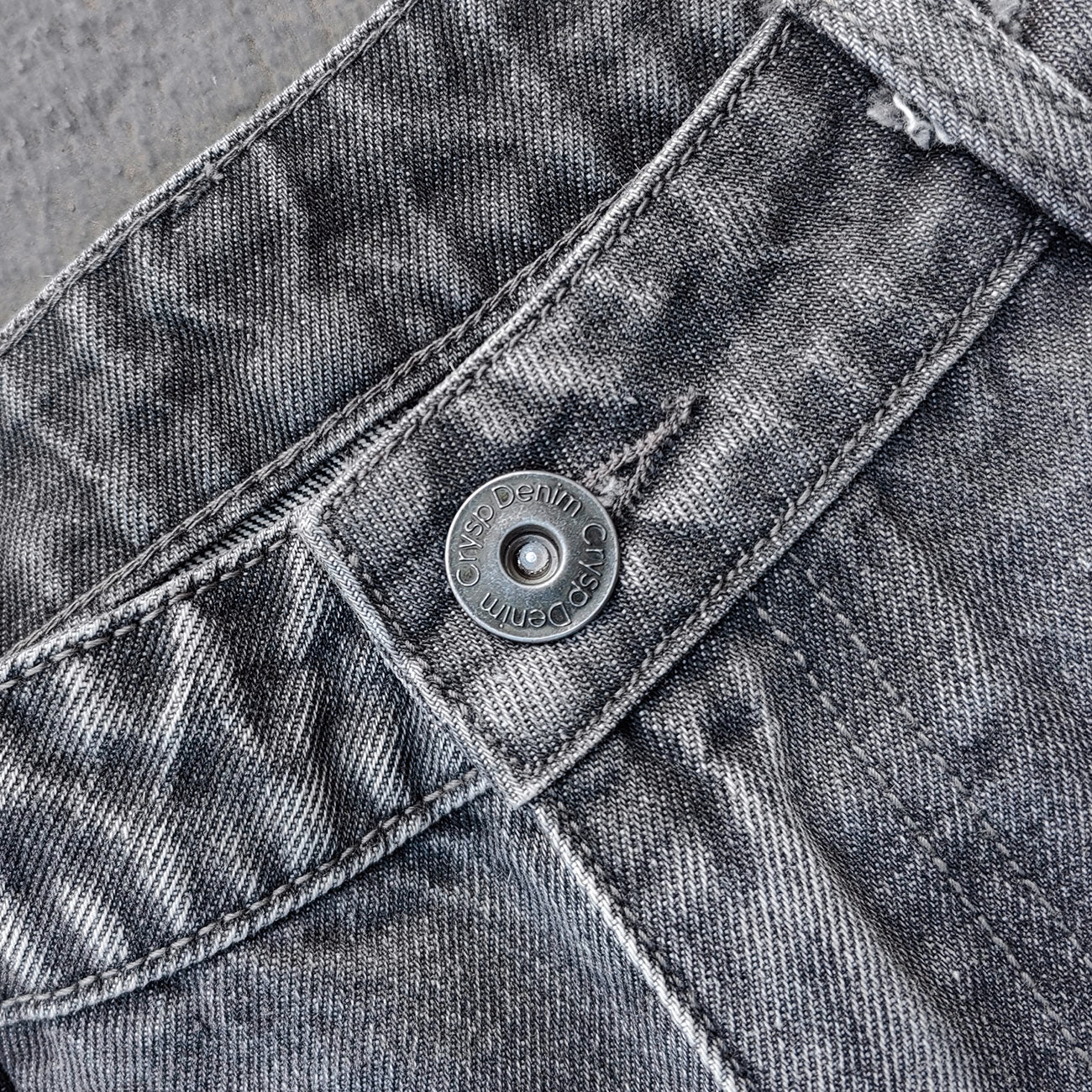Acid Wash Baggy Jeans - Smoke Gray Pinched Seam Straight Leg Y2K Streetwear