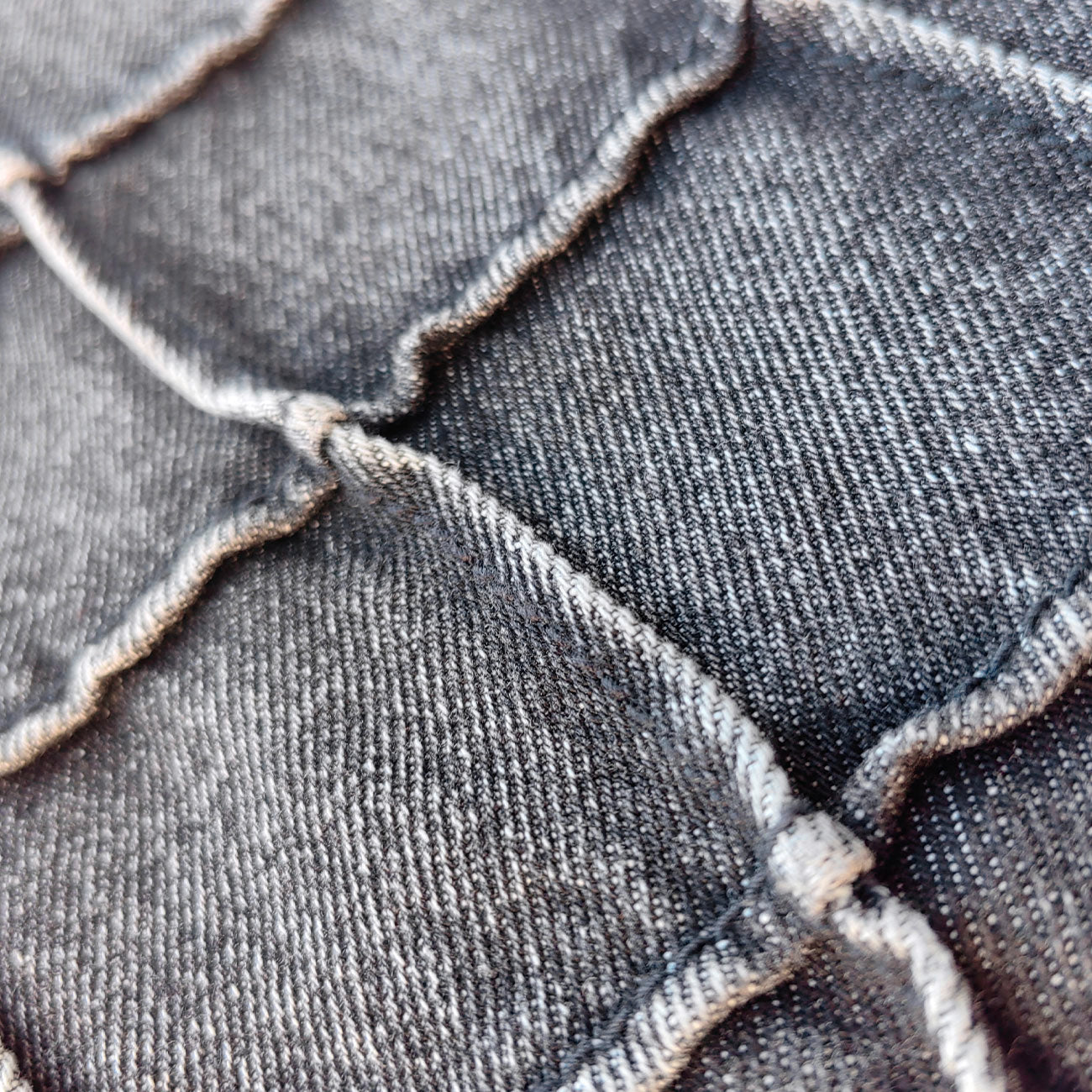 Textured Grid Bootcut Jeans - Black Acid Wash Y2K Vintage Streetwear