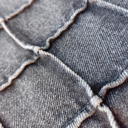 Textured Grid Bootcut Jeans - Black Acid Wash Y2K Vintage Streetwear