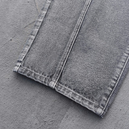 Acid Wash Baggy Jeans - Smoke Gray Pinched Seam Straight Leg Y2K Streetwear