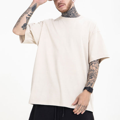 manufacturer heavy earth color shoulder 230g Xinjiang cotton oversize American cotton solid color T-shirt for men and women