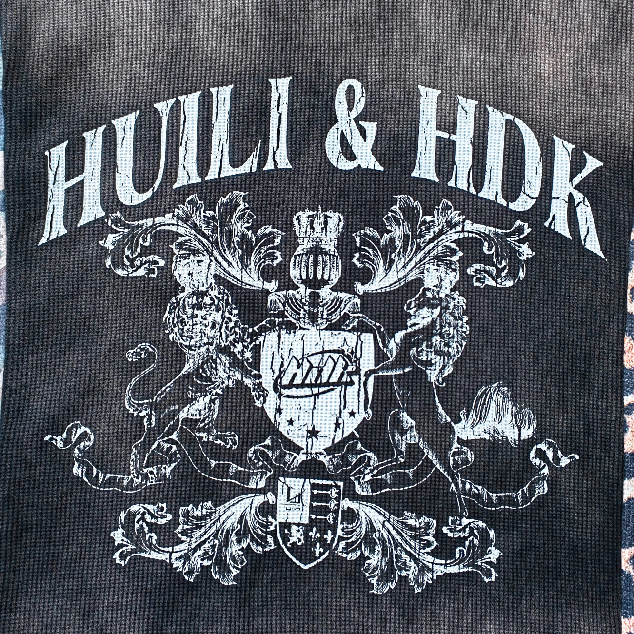 Patchwork T-Shirt - Black Waffle Camo Leopard HUILI HDK Crest Print Y2K Streetwear