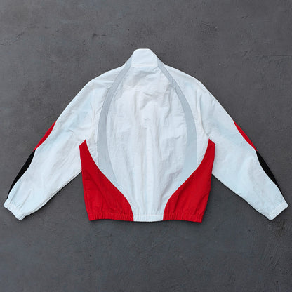 HDK Retro Track Suit - White Multi Color Panel Windbreaker Jacket & Shorts Y2K Oversized