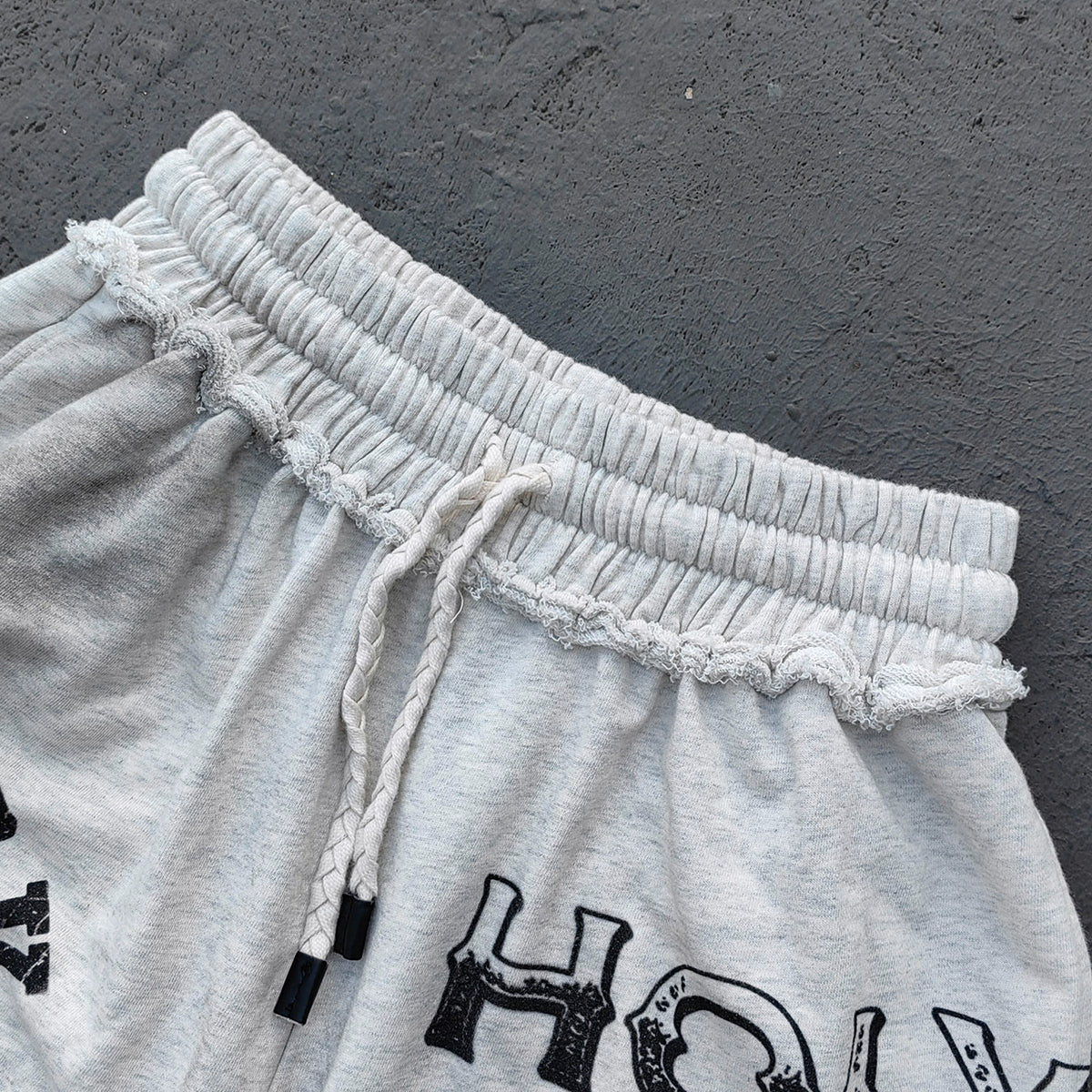 Y2K Gothic Sweatpants - Light Gray Wash Holy Glory Print Angel Statue Collage Paneled Wide Leg Baggy Oversized