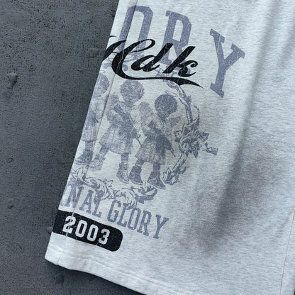 Y2K Gothic Sweatpants - Light Gray Wash Holy Glory Print Angel Statue Collage Paneled Wide Leg Baggy Oversized