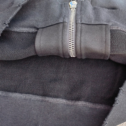 Gradient Wash Zip Up Hoodie - Black Frayed Distressed Y2K Streetwear