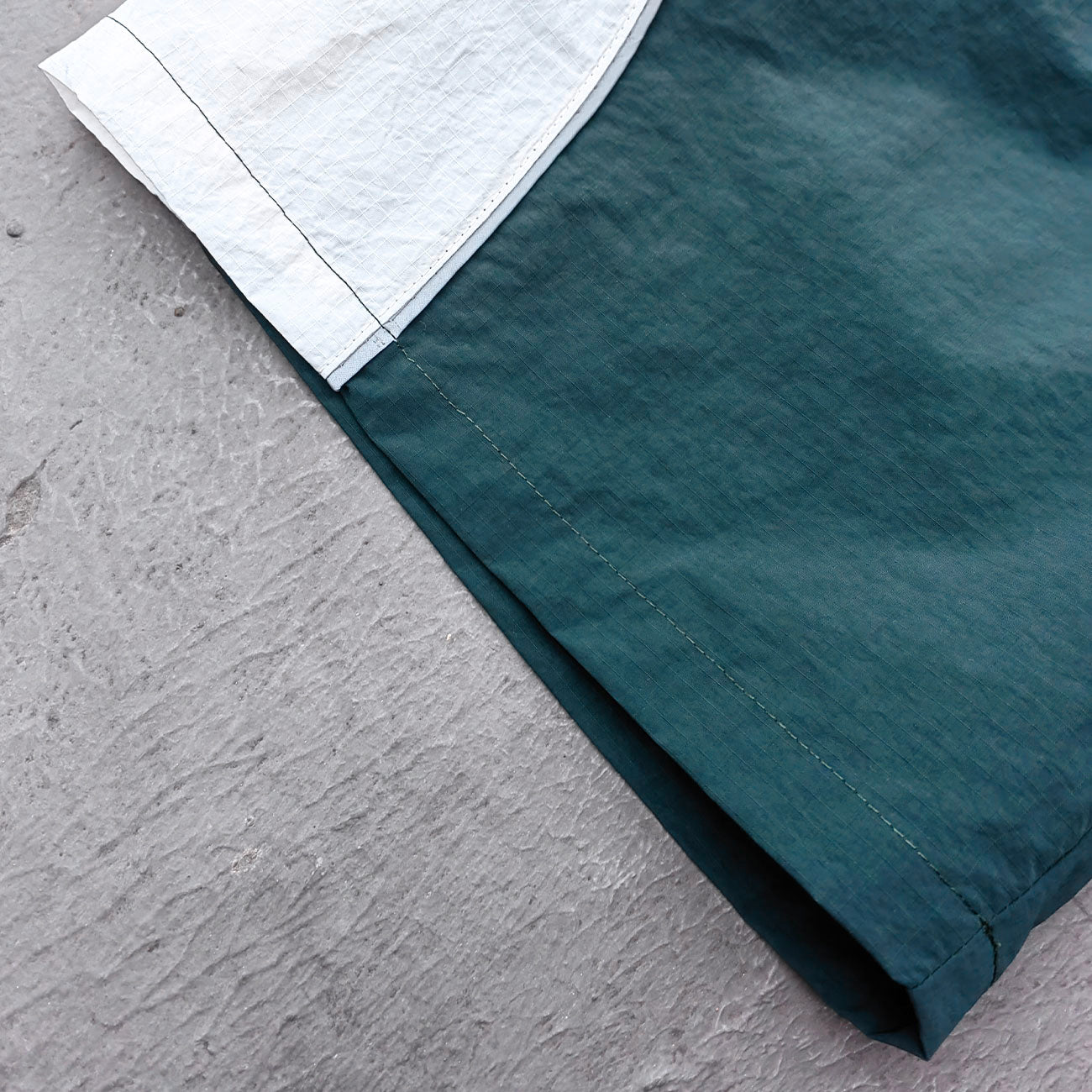 Color Block Track Suit Set - Navy Green White Collared Windbreaker Jacket Shorts Y2K Streetwear