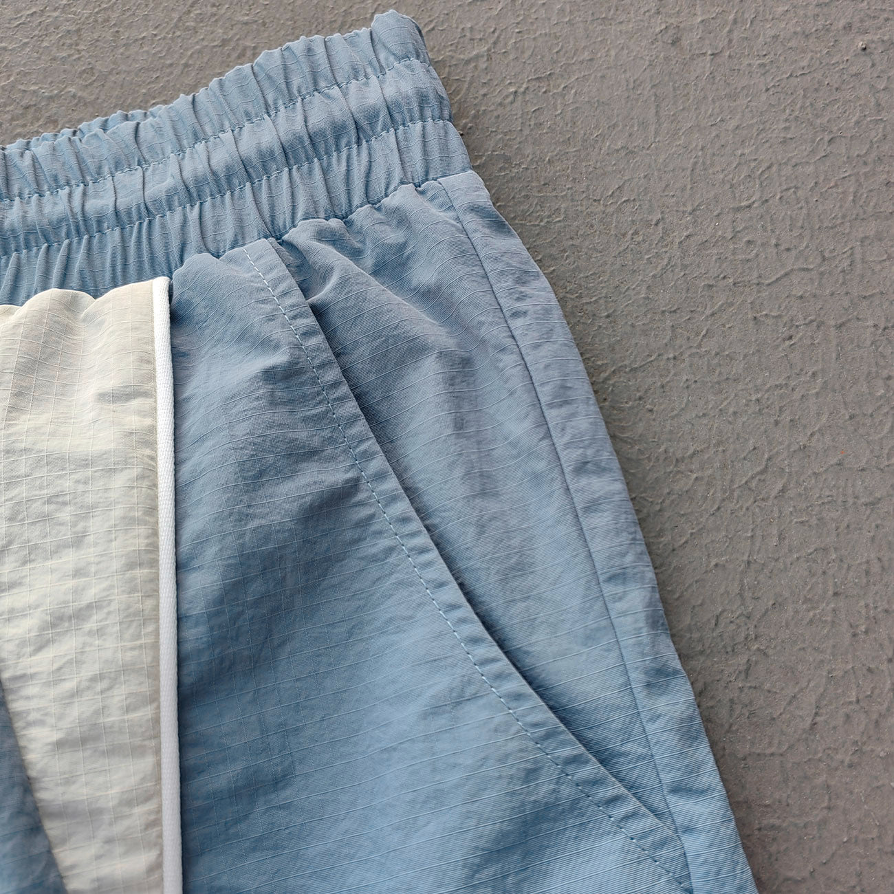 Color Block Track Shorts - Gray Blue Nylon Y2K Retro Athletic Streetwear