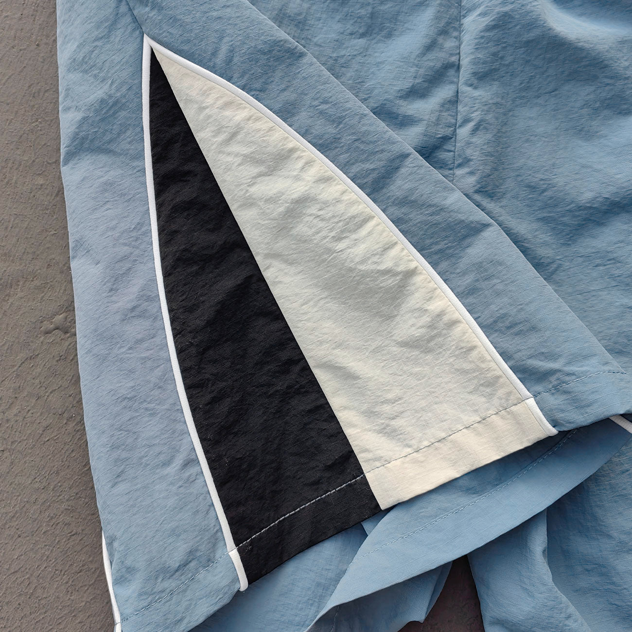 Color Block Track Shorts - Gray Blue Nylon Y2K Retro Athletic Streetwear