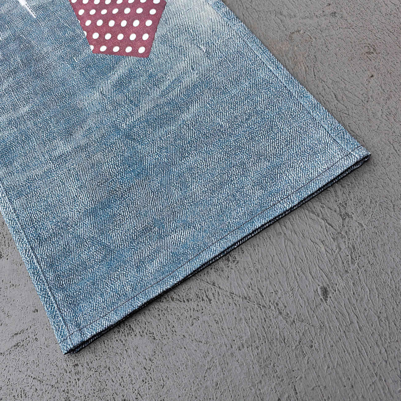 Wide Leg Jeans - Blue Gray Acid Wash Leopard Waistband Polka Dot Tie Glasses Print Y2K Streetwear