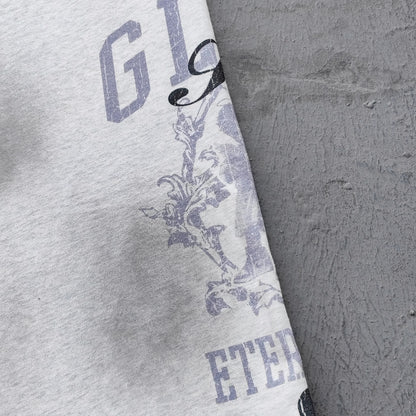 Y2K Gothic Sweatpants - Light Gray Wash Holy Glory Print Angel Statue Collage Paneled Wide Leg Baggy Oversized