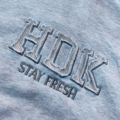 Star Rhinestone Zip Up Hoodie - Light Gray Studded Ripped Distressed Y2K Streetwear