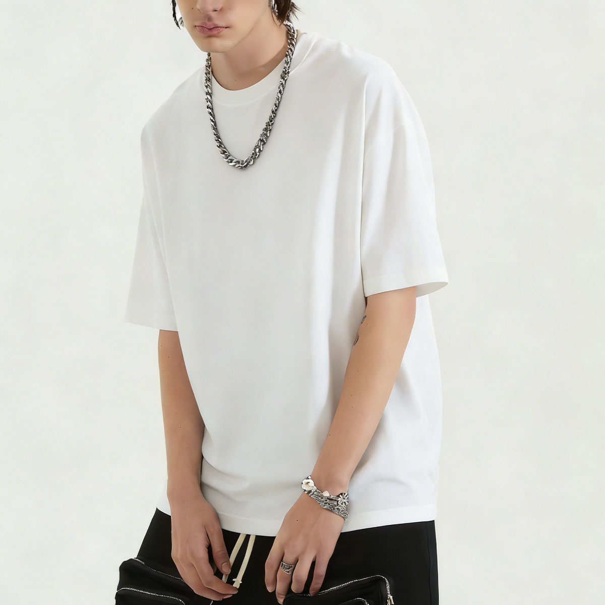 Oversized White T Shirt Unisex Solid Color 100% Cotton Plain drop shoulder Streetwear Layering Lightweight Everyday Essential Tee