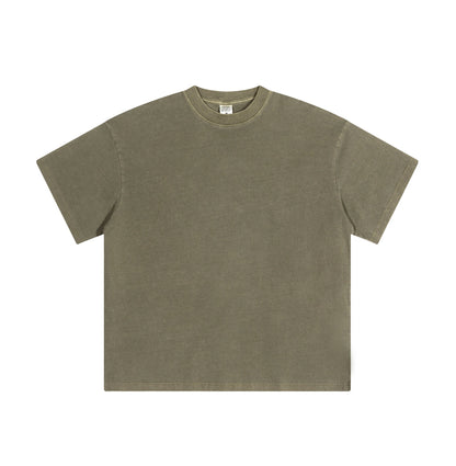 Solid color pure cotton men's short-sleeved blank shirt oversized short-sleeved T-shirt