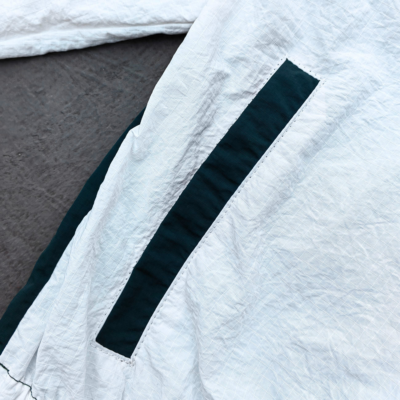 Color Block Track Suit Set - Navy Green White Collared Windbreaker Jacket Shorts Y2K Streetwear
