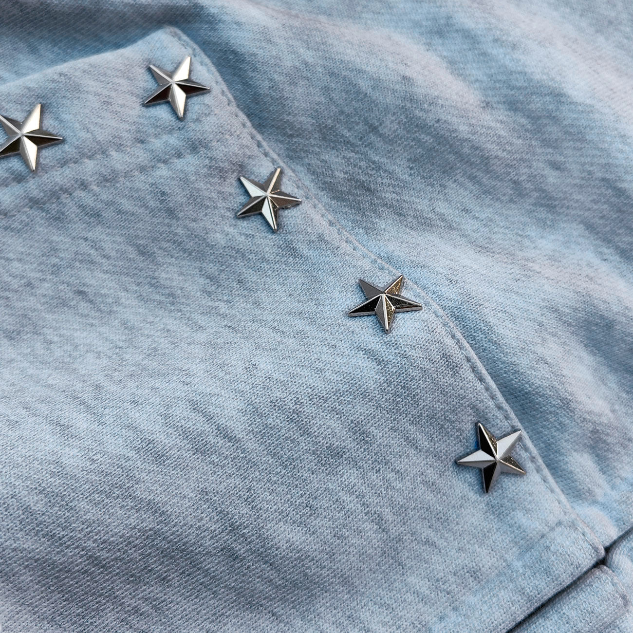Star Rhinestone Zip Up Hoodie - Light Gray Studded Ripped Distressed Y2K Streetwear