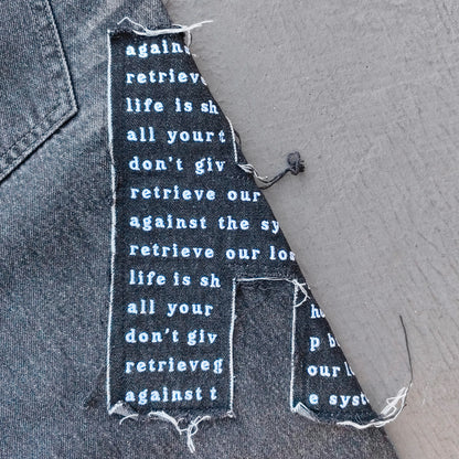 Gothic Patchwork Jeans - Religious Cathedral Black Wash Y2K Streetwear