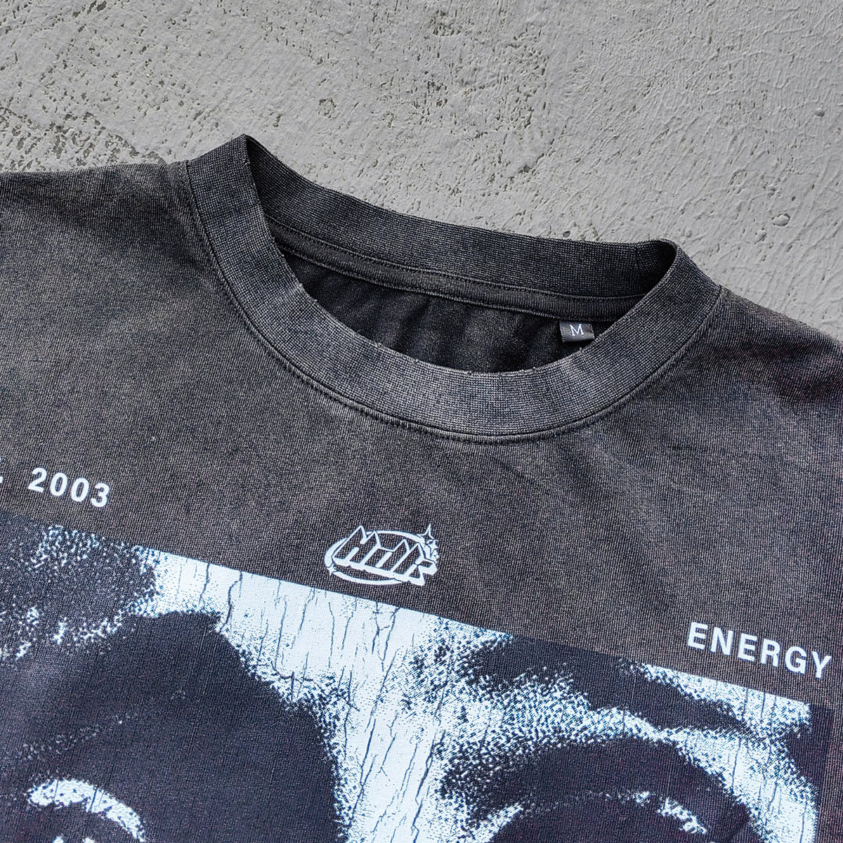 FORTITUDE Graphic Tee - Black Acid Wash Vintage Collage Portrait Print HUILI HDK Y2K Streetwear