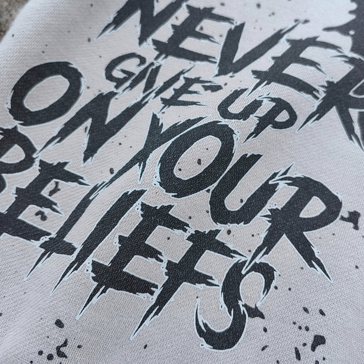 Graphic Print Hoodie - Distressed Studded Streetwear Sweatshirt