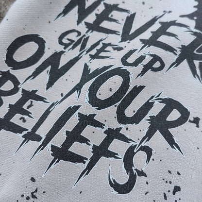 Graphic Print Hoodie - Distressed Studded Streetwear Sweatshirt